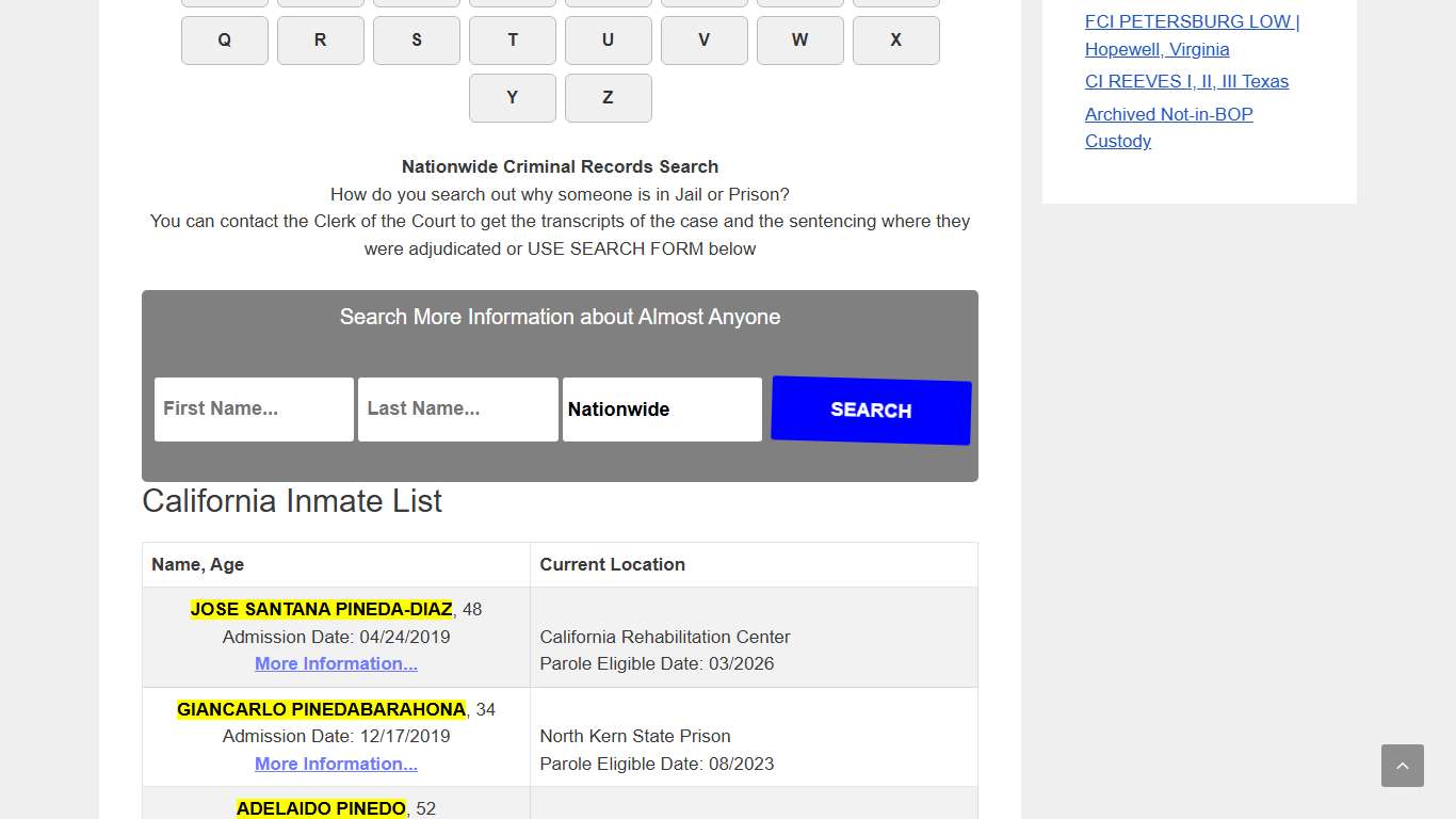 California Inmate Locator – Inmate Releases