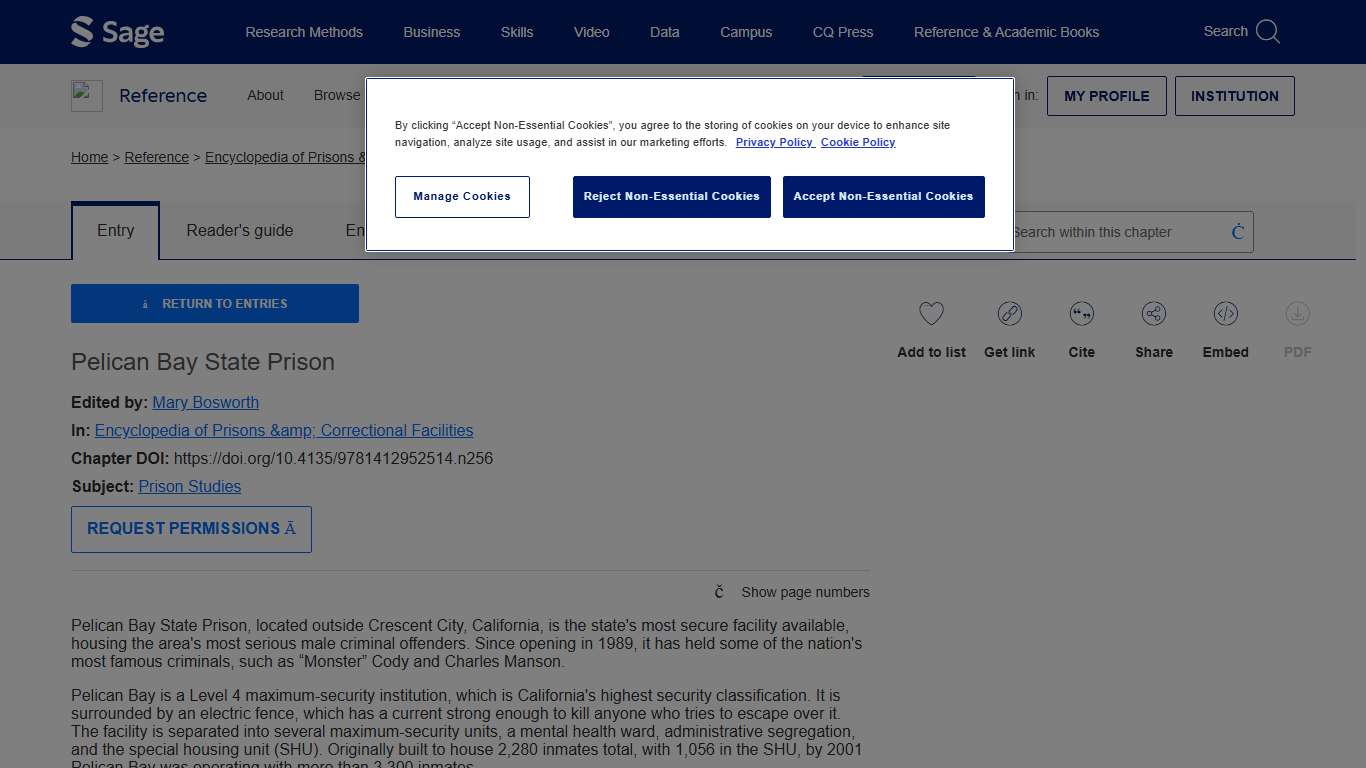 Sage Reference - Encyclopedia of Prisons & Correctional Facilities - Pelican Bay State Prison